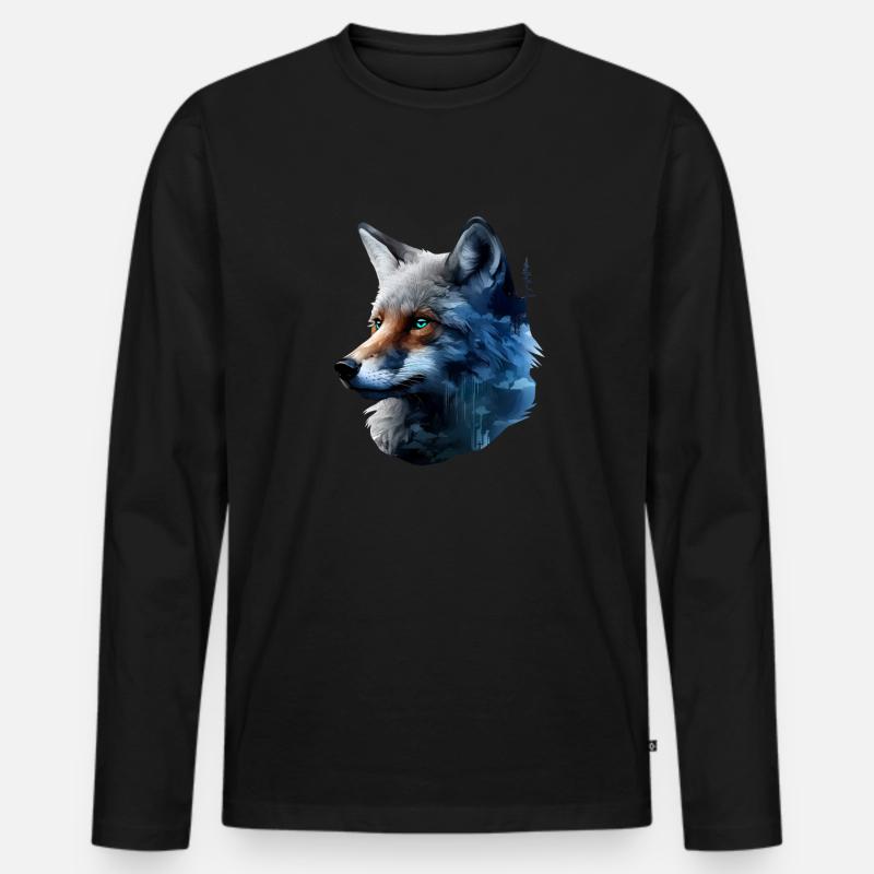Fuchs - Männer Premium Bio Langarmshirt - Schwarz