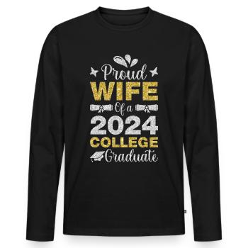 Fière épouse d’un étudiant diplômé de l’université 2024 - T-shirt manches longues Premium bio Homme - noir - Devant - Nico (187cm)