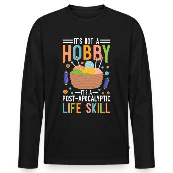 Stricken ist eine Lebenseinstellung - Männer Premium Bio Langarmshirt - Schwarz - Vorne - Nico (187cm)
