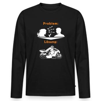 MD - Biker Shirt - Problem Frau BLA BLA BLA - - Männer Premium Bio Langarmshirt - Schwarz - Vorne - Nico (187cm)