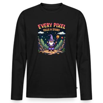 Chaque pixel raconte une histoire - Retro Gaming - T-shirt manches longues Premium bio Homme - noir - Devant - Nico (187cm)