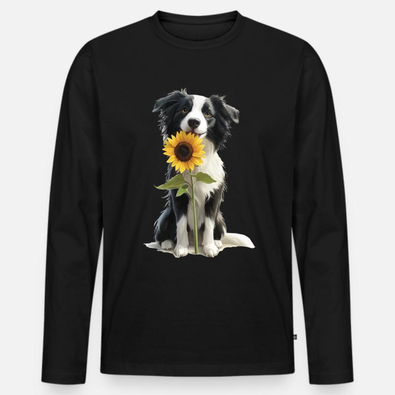 Border Collie - Männer Premium Bio Langarmshirt - Schwarz