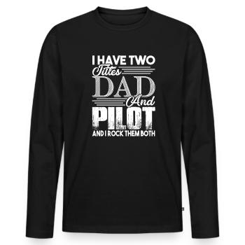 Pilot Ich bin ein Vater und Pilot - Männer Premium Bio Langarmshirt - Schwarz - Vorne - Nico (187cm)