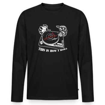 DJ So rollt DJ - Männer Premium Bio Langarmshirt - Schwarz - Vorne - Nico (187cm)