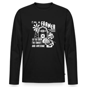Bauer Ich bin ein großartiger Bauer - Männer Premium Bio Langarmshirt - Schwarz - Vorne - Nico (187cm)