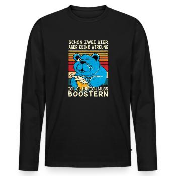 Schon zwei Bier aber noch keine Wirkung, Boostern! - Männer Premium Bio Langarmshirt - Schwarz - Vorne - Nico (187cm)