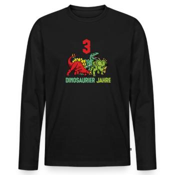 Dinosaur 3 years boy birthday - Men's Premium Organic Long Sleeve Shirt - black - Front - Nico (187cm)
