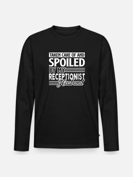 Receptionist Spoiled By Receptionist Husband - Men's Premium Organic Long Sleeve Shirt - black