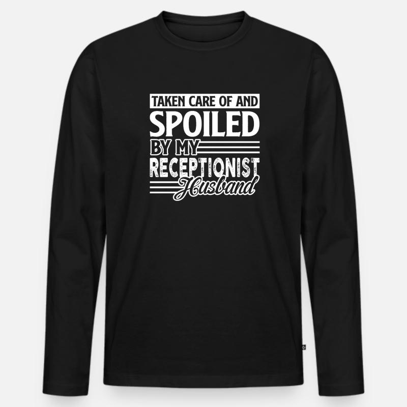Receptionist Spoiled By Receptionist Husband - Men's Premium Organic Long Sleeve Shirt - black