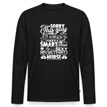 RN Nurse Taken By Sexy Registered Nurse - Men's Premium Organic Long Sleeve Shirt - black - Front - Nico (187cm)