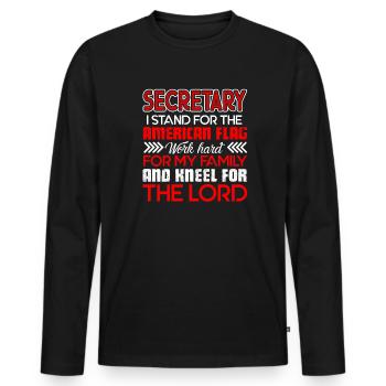 Secretary Secretary I Stand For The Flag - Men's Premium Organic Long Sleeve Shirt - black - Front - Nico (187cm)