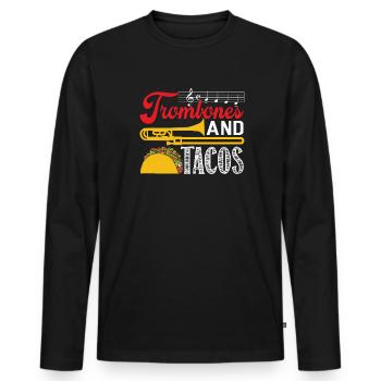 Trombone Trombones and Tacos - Men's Premium Organic Long Sleeve Shirt - black - Front - Nico (187cm)