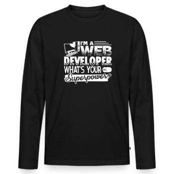 Web Developer Web Developer Superpower - Men's Premium Organic Long Sleeve Shirt - black - Front - Nico (187cm)