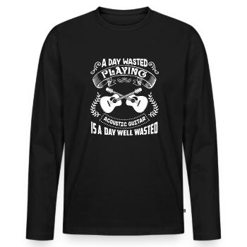 Acoustic Guitar A Day Playing Acoustic Guitar - Men's Premium Organic Long Sleeve Shirt - black - Front - Nico (187cm)