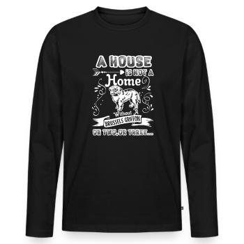 Brussels Griffon Home Without Brussels Griffon - Men's Premium Organic Long Sleeve Shirt - black - Front - Nico (187cm)