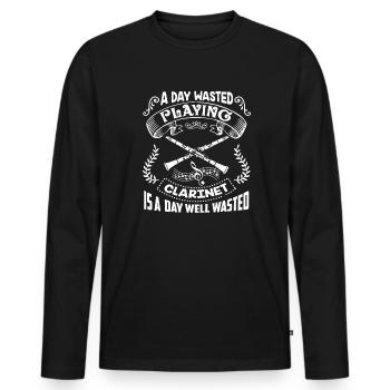 Clarinet A Day Clarinet - Men's Premium Organic Long Sleeve Shirt - black - Front - Nico (187cm)