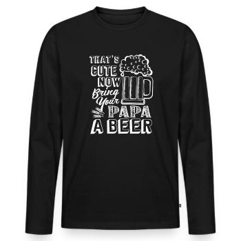 Father's Day Bring Your Papa A Beer - Men's Premium Organic Long Sleeve Shirt - black - Front - Nico (187cm)