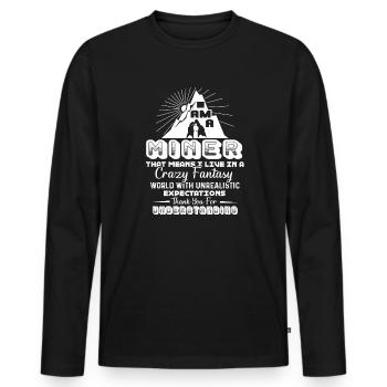 Miner I Am A Miner - Men's Premium Organic Long Sleeve Shirt - black - Front - Nico (187cm)