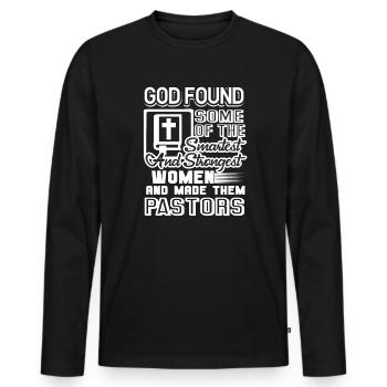 Pastor Strongest Women Become Pastor - Men's Premium Organic Long Sleeve Shirt - black - Front - Nico (187cm)