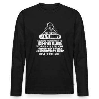 Plumber Plumber Talents - Men's Premium Organic Long Sleeve Shirt - black - Front - Nico (187cm)