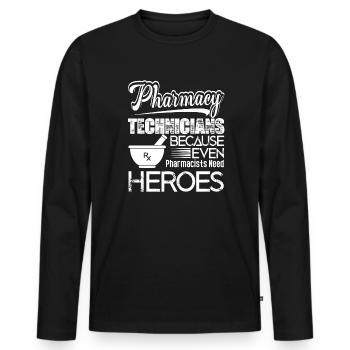 Pharmacy Technician Pharmacy Technicians Heroes - Men's Premium Organic Long Sleeve Shirt - black - Front - Nico (187cm)