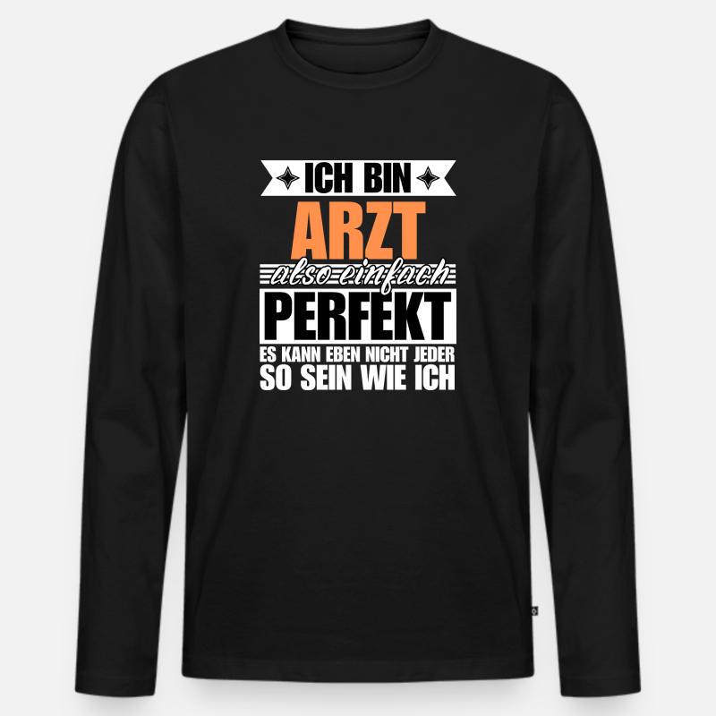 Perfekter Arzt - Männer Premium Bio Langarmshirt - Schwarz