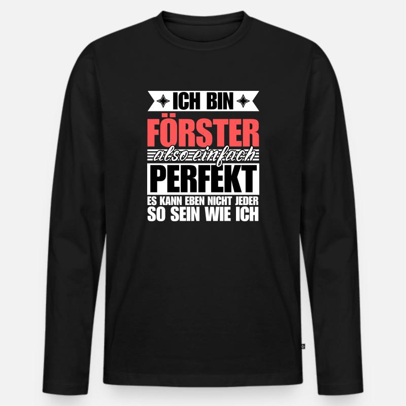 Perfekter Förster - Männer Premium Bio Langarmshirt - Schwarz