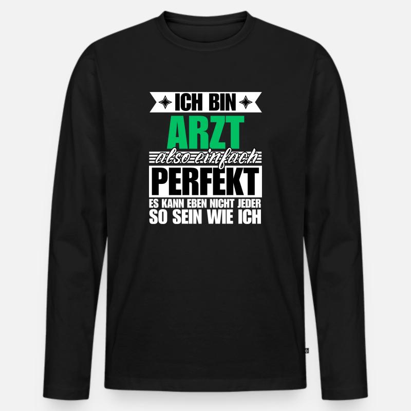 Perfekter Arzt - Männer Premium Bio Langarmshirt - Schwarz