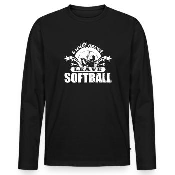 Softball I Will Never Leave Softball - Men's Premium Organic Long Sleeve Shirt - black - Front - Nico (187cm)