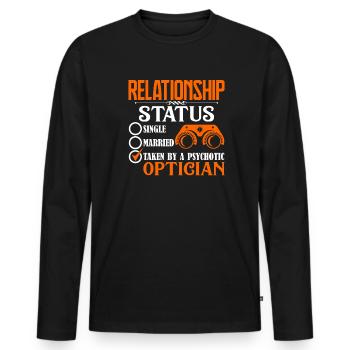 Optician Optician Relationship Status - Men's Premium Organic Long Sleeve Shirt - black - Front - Nico (187cm)