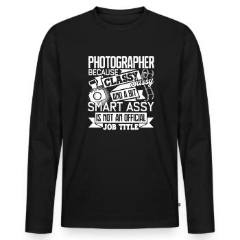 Photographer Photographer Job Title - Men's Premium Organic Long Sleeve Shirt - black - Front - Nico (187cm)