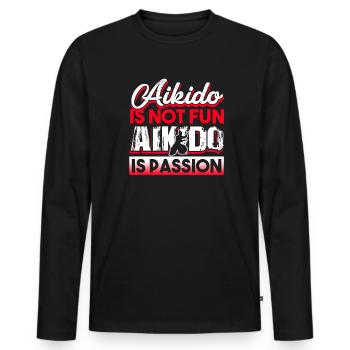 Aikido Aikido is Passion - Men's Premium Organic Long Sleeve Shirt - black - Front - Nico (187cm)