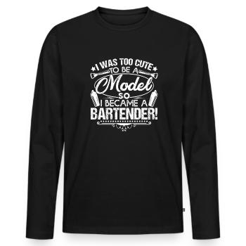 Bartender So I Became A Bartender - Men's Premium Organic Long Sleeve Shirt - black - Front - Nico (187cm)