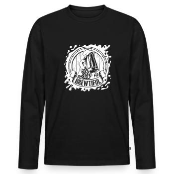 Beer Brewing Beer Brewing Life Is Brewtiful - Men's Premium Organic Long Sleeve Shirt - black - Front - Nico (187cm)