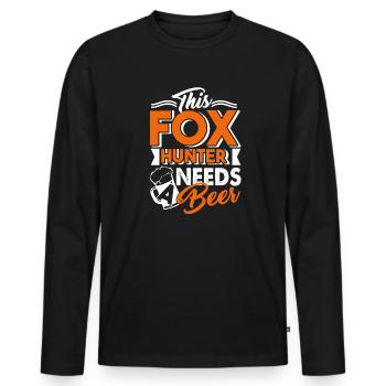 Fox Hunter Fox Hunter Needs A Beer - Men's Premium Organic Long Sleeve Shirt - black - Front - Nico (187cm)