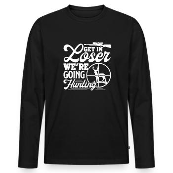 Hunting Get In Loser We're Going Hunting - Men's Premium Organic Long Sleeve Shirt - black - Front - Nico (187cm)