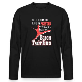 Baton Twirling Spent Time One Baton Twirling - Men's Premium Organic Long Sleeve Shirt - black - Front - Nico (187cm)
