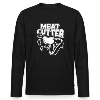 Proud To Be A Meat Cutter - Men's Premium Organic Long Sleeve Shirt - black - Front - Nico (187cm)
