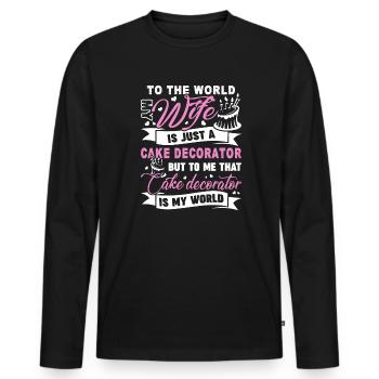 Cake Decorator Cake Decorator Is My World - Men's Premium Organic Long Sleeve Shirt - black - Front - Nico (187cm)
