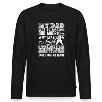Father's Day God Made Dad An Angel - Men's Premium Organic Long Sleeve Shirt - black - Front - Nico (187cm)