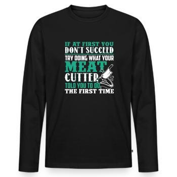 Meat Cutter Funny Meat Cutter - Men's Premium Organic Long Sleeve Shirt - black - Front - Nico (187cm)