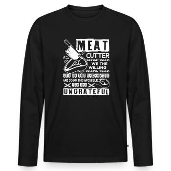 Meat Cutter Proud Meat Cutter - Men's Premium Organic Long Sleeve Shirt - black - Front - Nico (187cm)