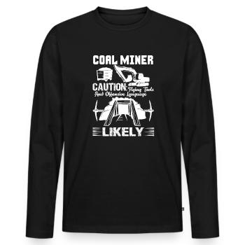 Coal Miner Coal Miner Caution - Men's Premium Organic Long Sleeve Shirt - black - Front - Nico (187cm)