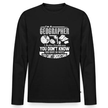 Geographer Geographers Solve Problems - Men's Premium Organic Long Sleeve Shirt - black - Front - Nico (187cm)