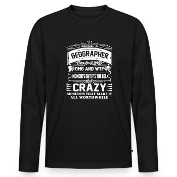Geographer Being A Geographer - Men's Premium Organic Long Sleeve Shirt - black - Front - Nico (187cm)