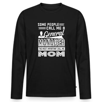 General Manager Mom - Men's Premium Organic Long Sleeve Shirt - black - Front - Nico (187cm)