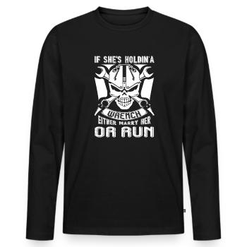 Mechanic Female Mechanic - Men's Premium Organic Long Sleeve Shirt - black - Front - Nico (187cm)