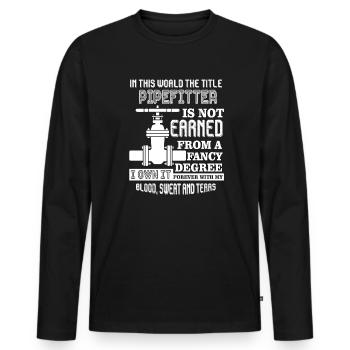 Pipefitter Forever The Title Pipefitter - Men's Premium Organic Long Sleeve Shirt - black - Front - Nico (187cm)