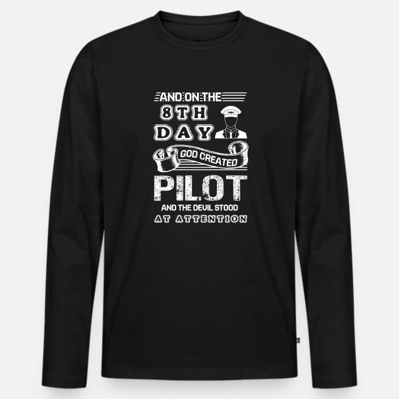 Pilot God Created Pilot - Men's Premium Organic Long Sleeve Shirt - black