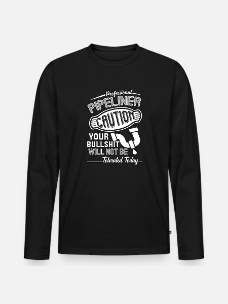Professional Pipelayer Caution - Men's Premium Organic Long Sleeve Shirt - black